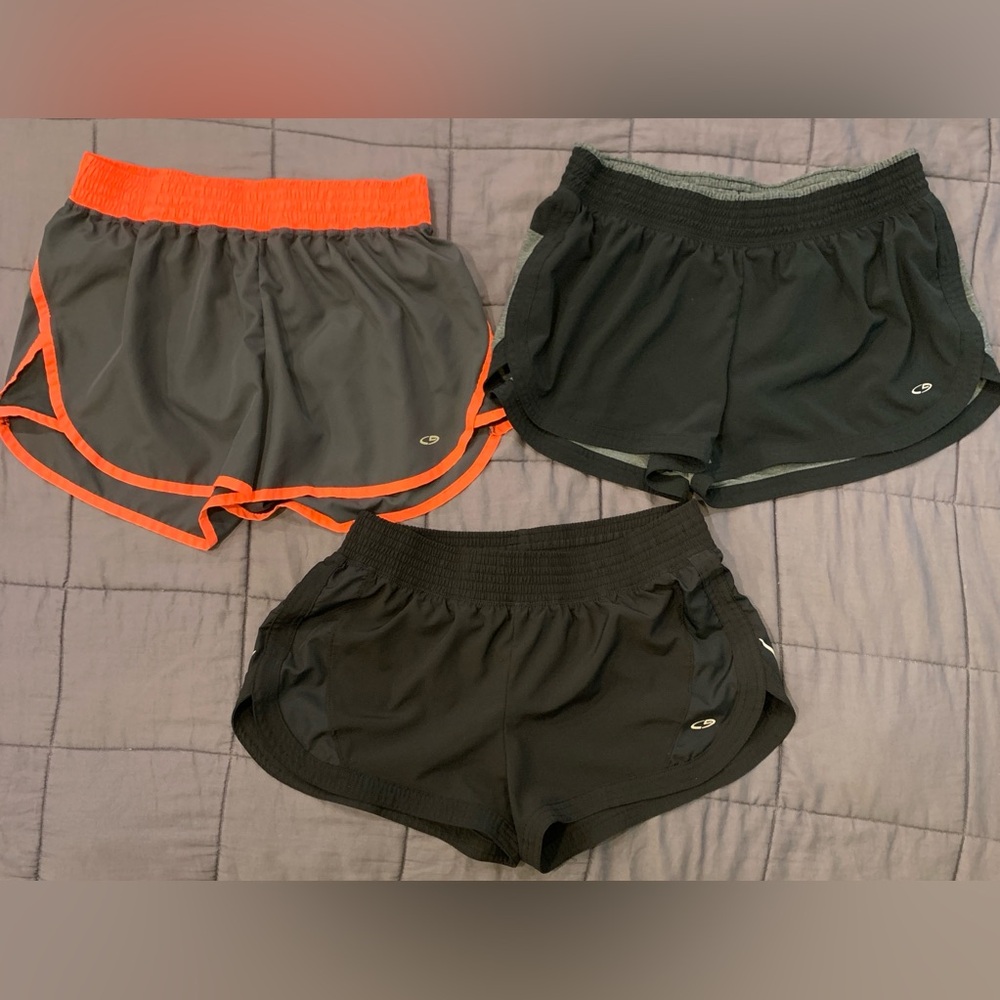 Set of 3 Champion Women's Athletic Shorts - Black, Gray, and Orange